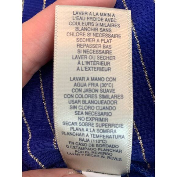 Rafaella blue striped long sleeves cowl neck sweater size Medium - Picture 5 of 8